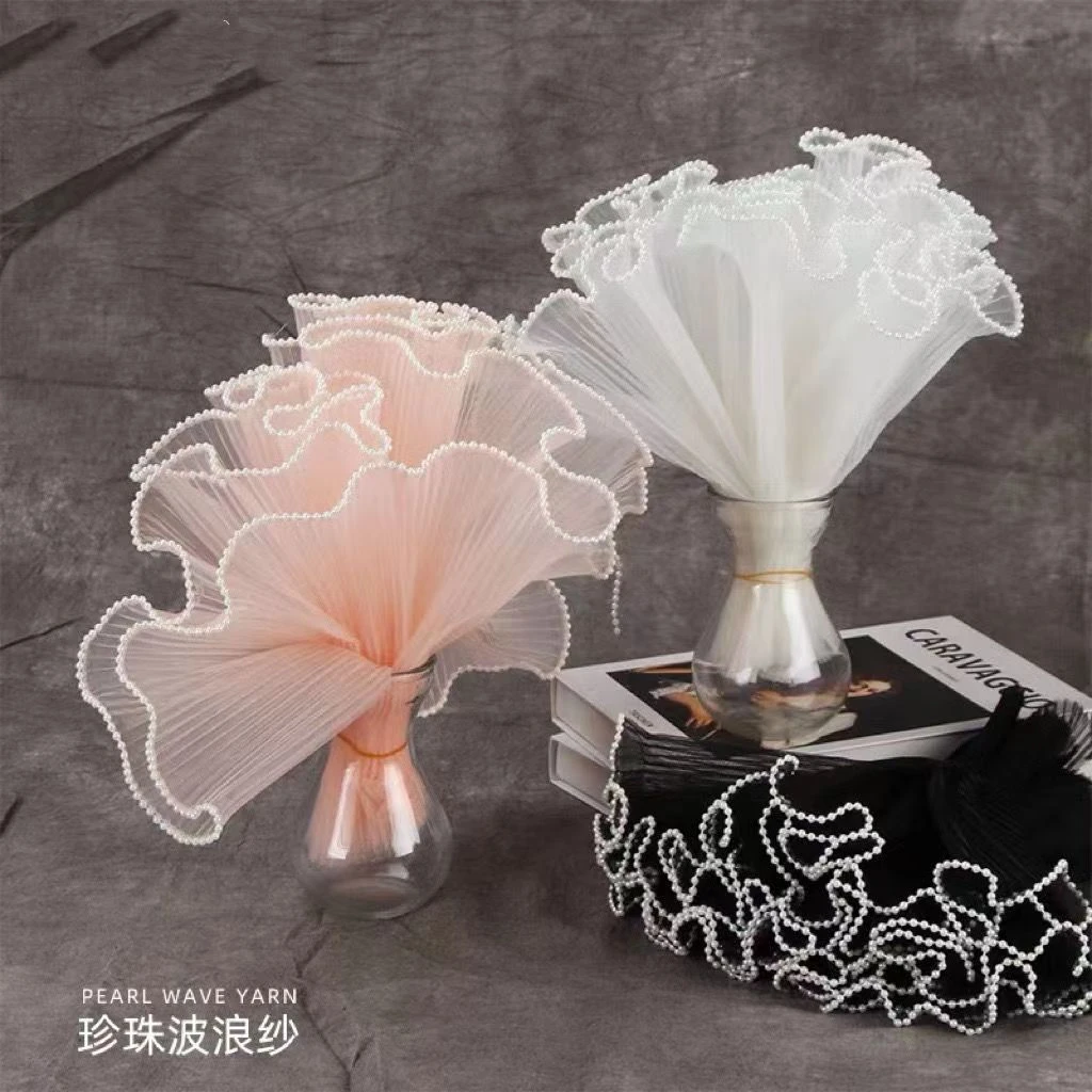 浪花纱鲜花包装网纱波浪纱韩系褶皱纱花店花艺花束装饰批发材料