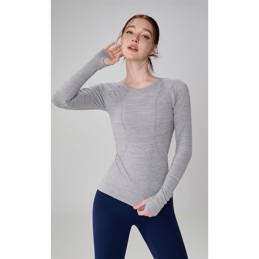 【无缝针织】CT4-2002运动长袖T恤健身跑步上衣