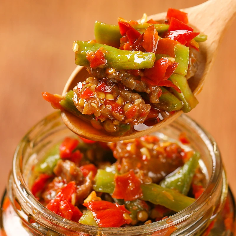 湖南特产贡菜下饭菜牛肉酱拌饭拌面夹馒头开盖即食香辣味剁椒贡菜