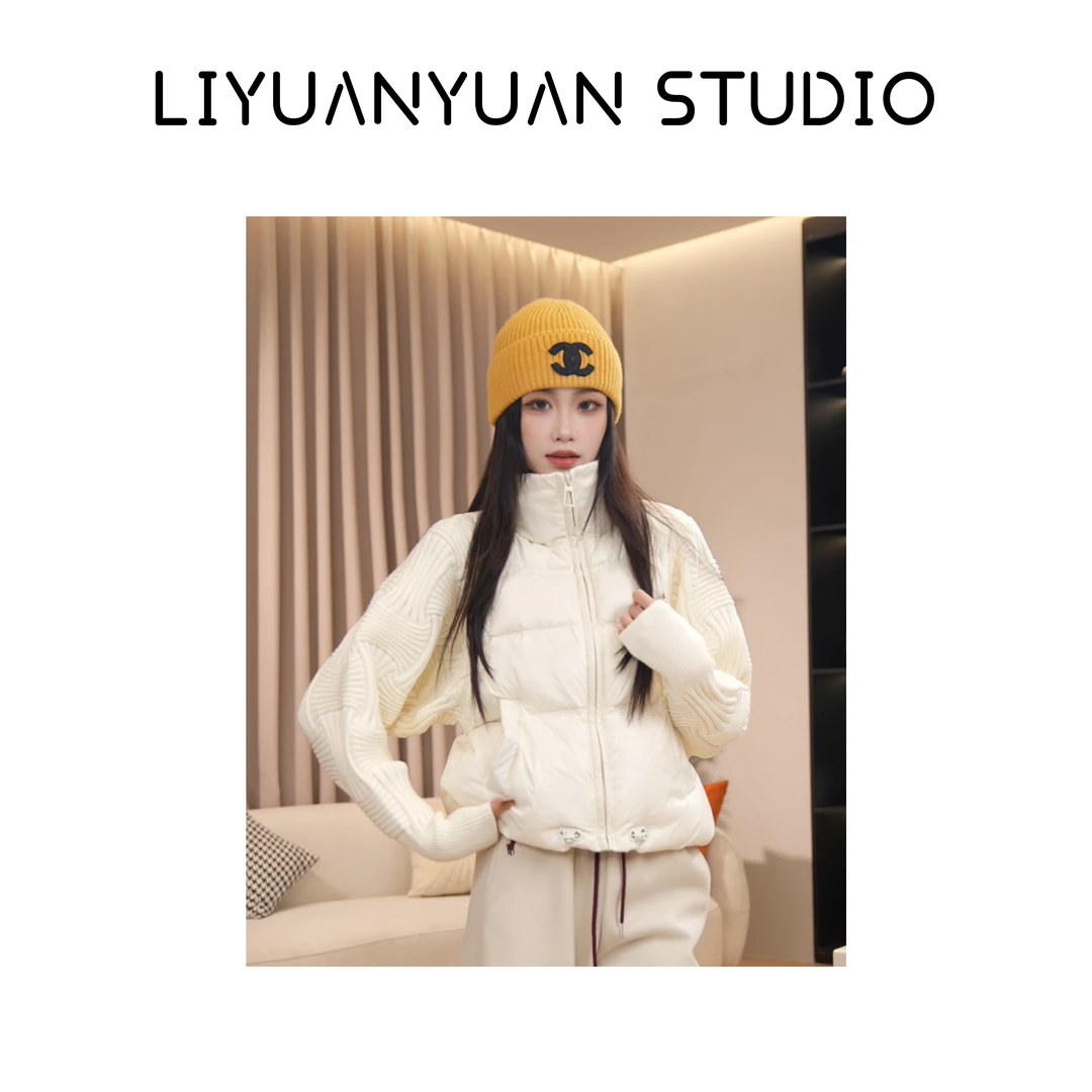 【元元】2024冷冬设计师拼接百搭气质显瘦时尚短款羽绒服1122