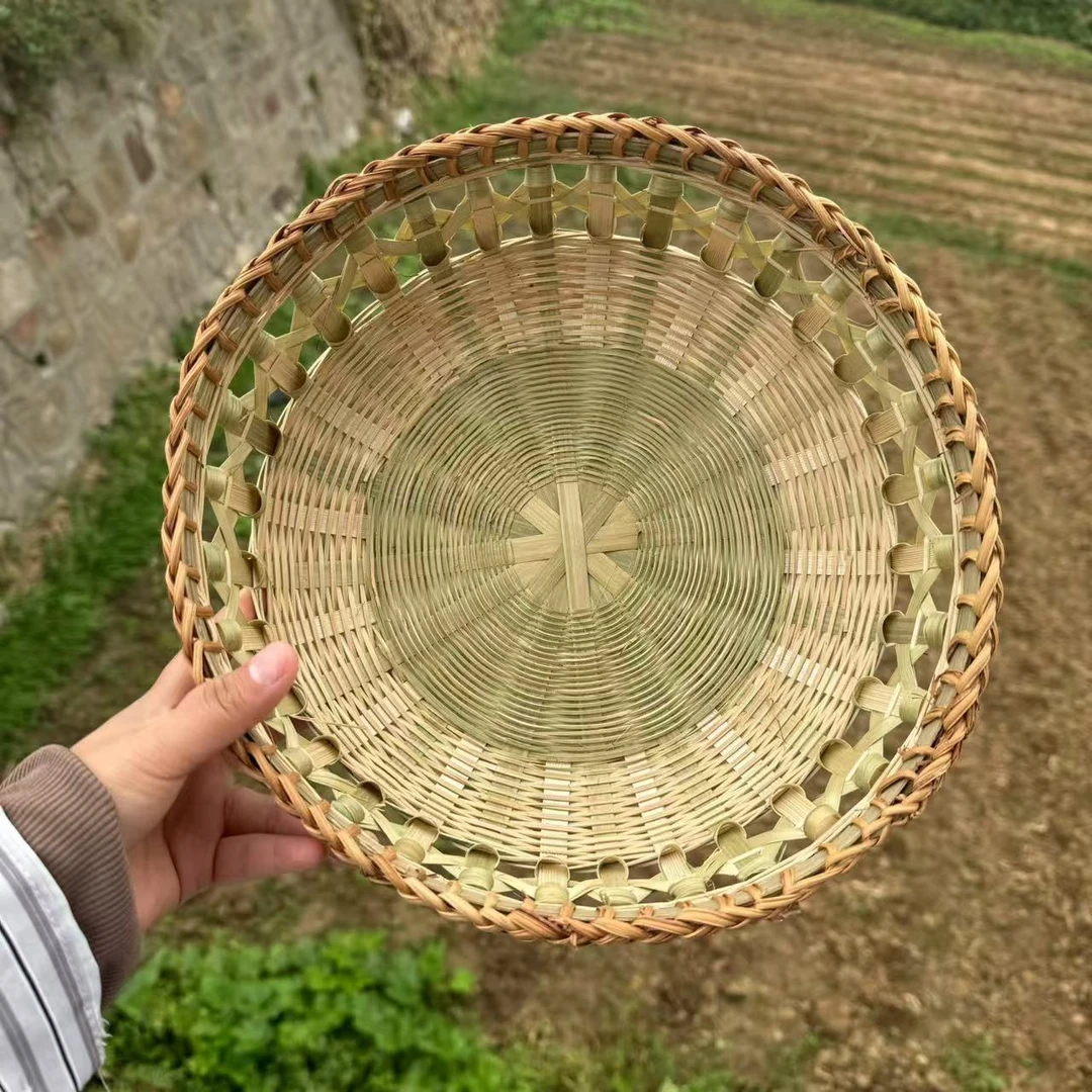 平底镂空大号馒头筐麻花藤口花边平底27厘米