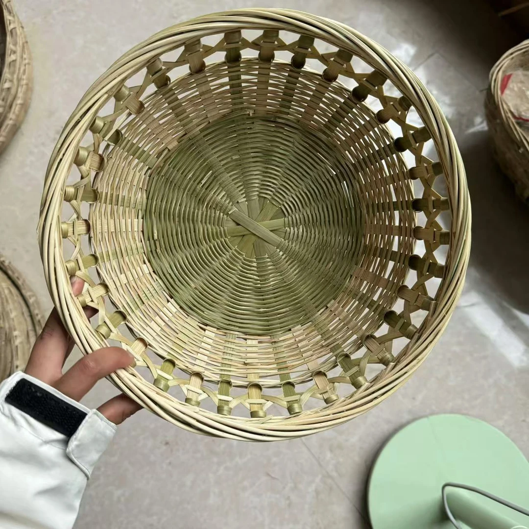 竹编花边平底水果篮大号直径27厘米