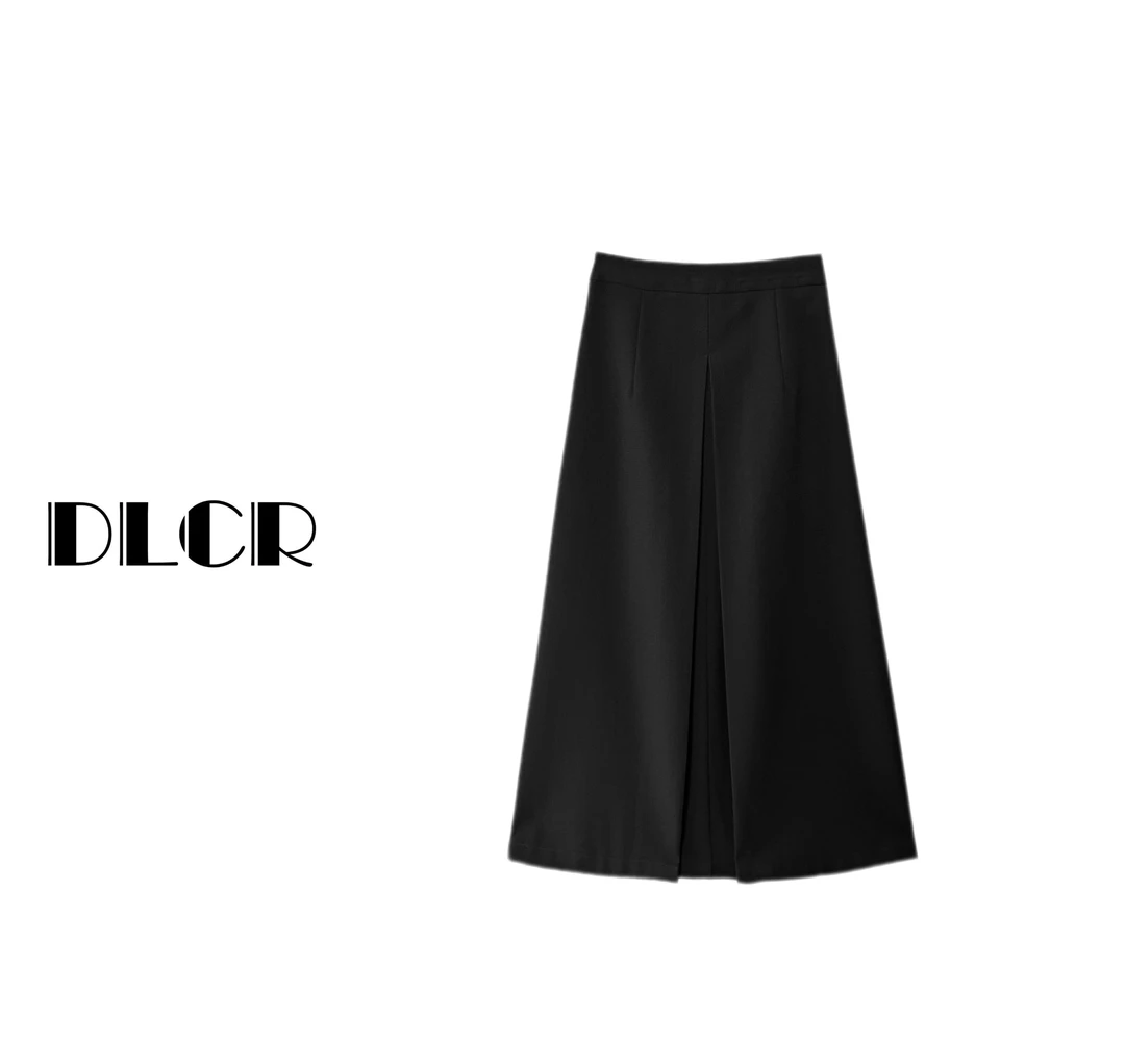 DLCR【大琳】春季新款气质显瘦前后开叉垂感半身裙显瘦半身裙高腰1