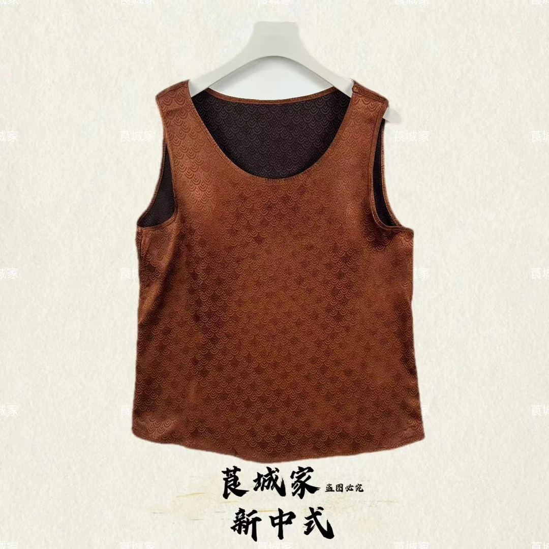 S3313浪淘沙高定重磅提花双面穿香云香云纱背心