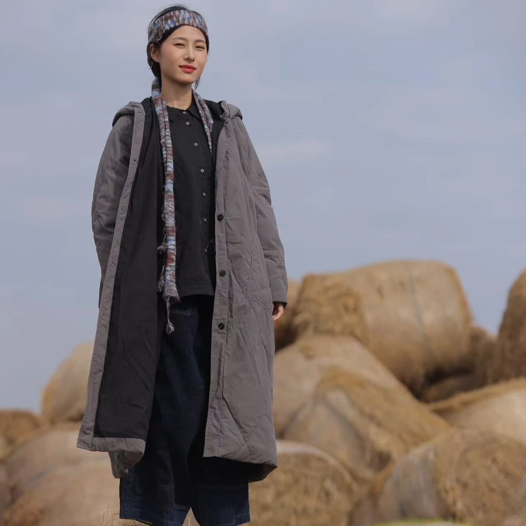 荼35811连帽宽松时尚保暖羽绒棉衣