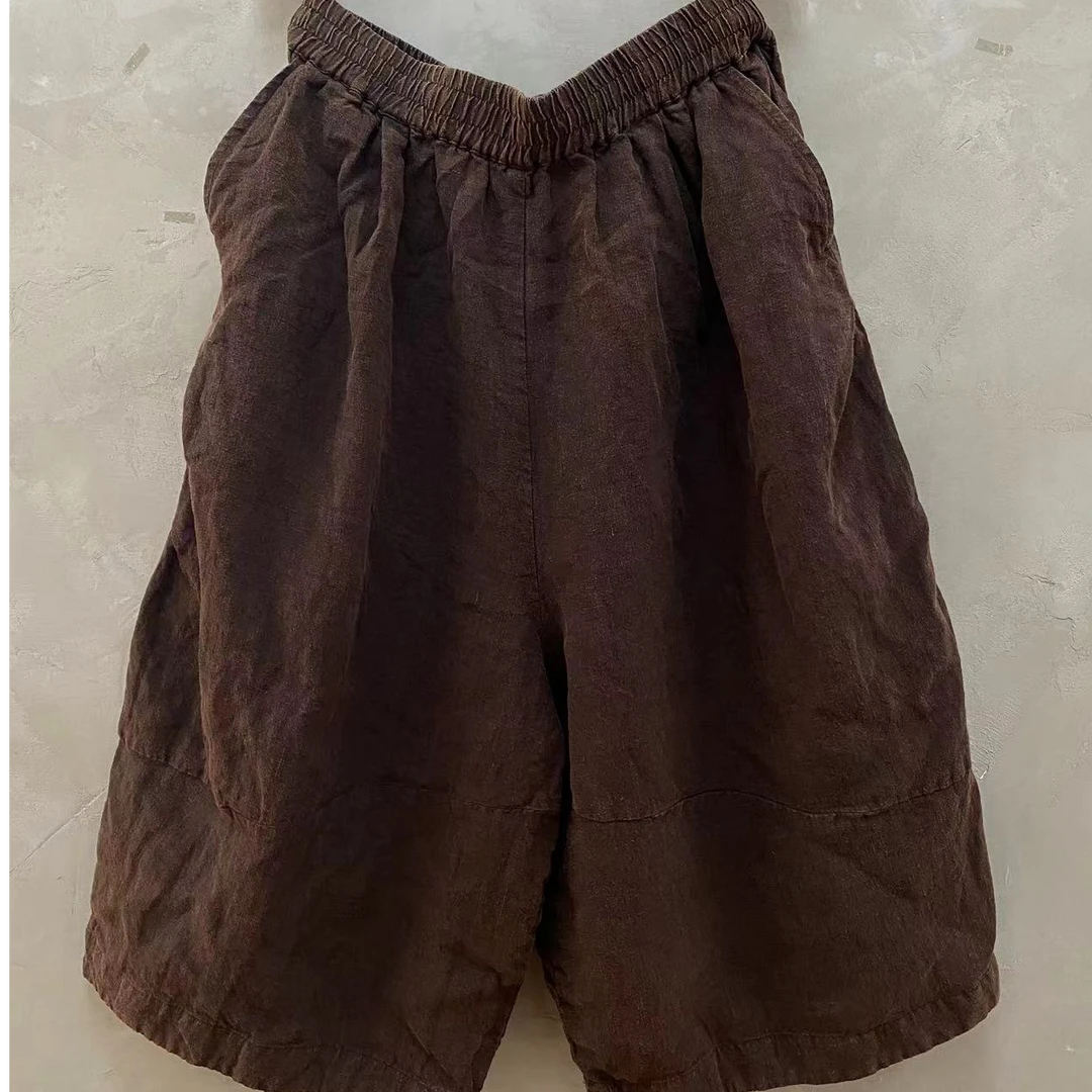 古蘭木6811加厚夹棉直筒麻料七分裤子