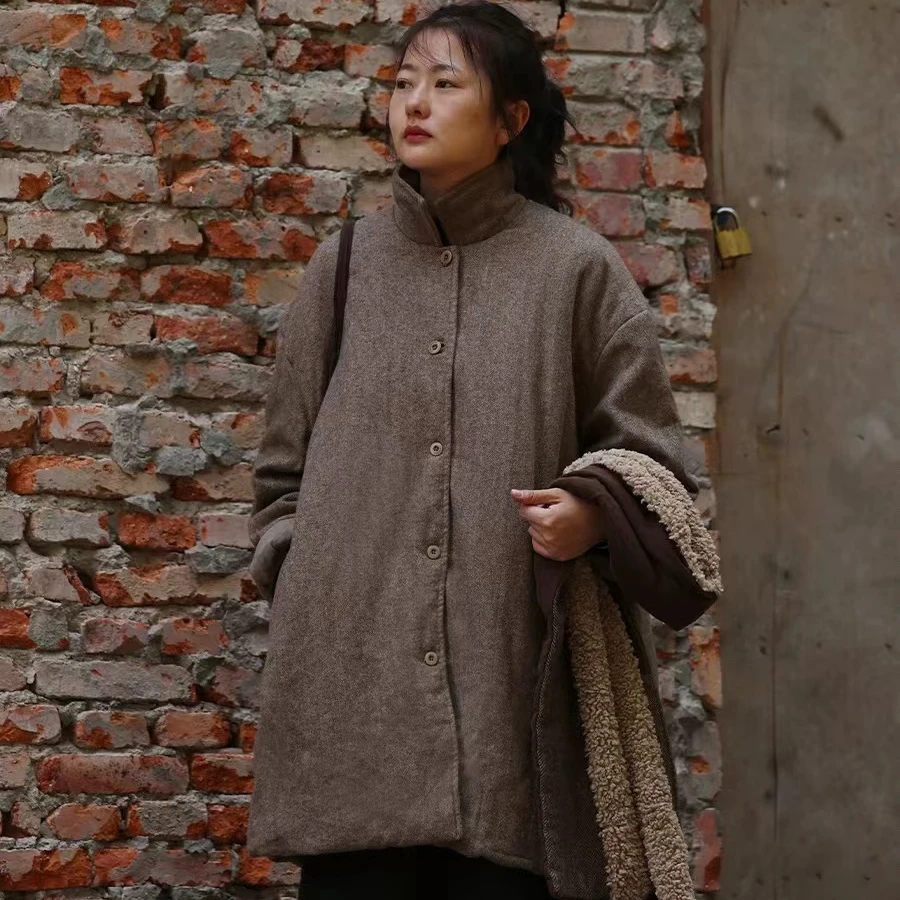 衣路38230中长保暖加厚中长宽松棉衣