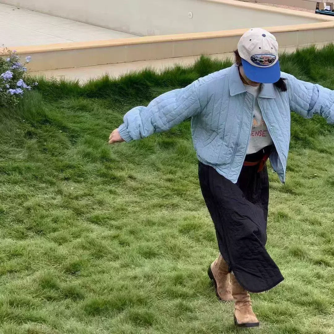 한신상-韩系纯色休闲棉服女款外套翻领抽绳拉链保暖百搭通勤