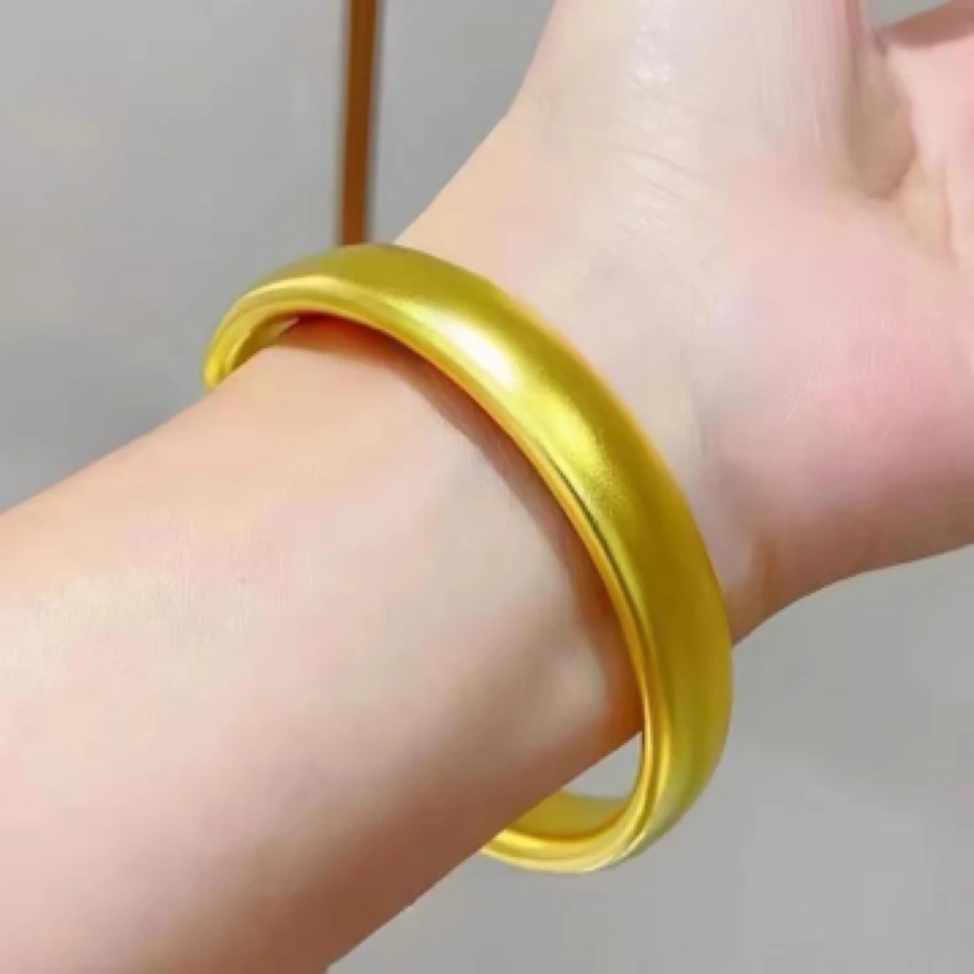 铜合金手镯 轮胎手镯宽面1.2厘米素圈古法磨砂传承哑光不掉色素款