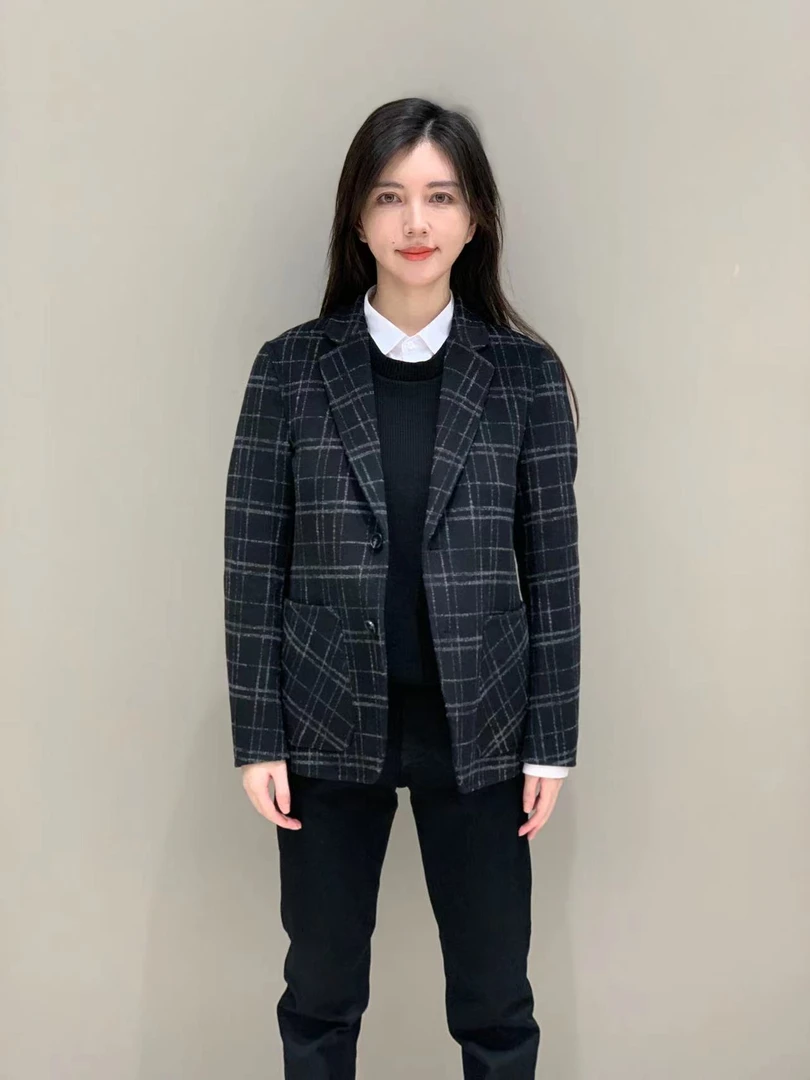T&X/梯形2024男士秋冬新款经典格纹百搭休闲西装（0067）男款西装