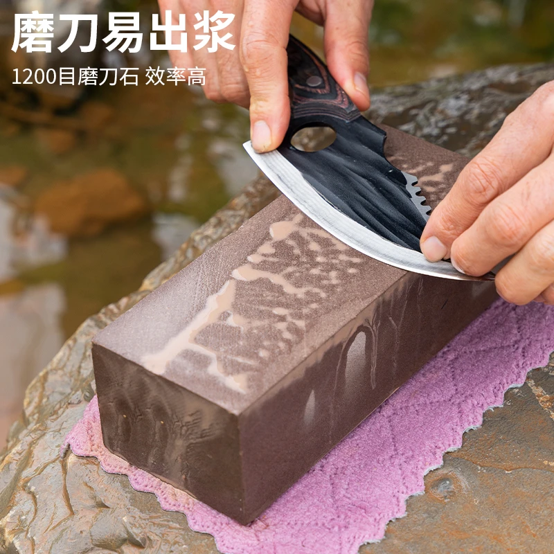 【下单送防滑垫布】天然红岩磨刀石加大原石切割打磨平整菜刀方便