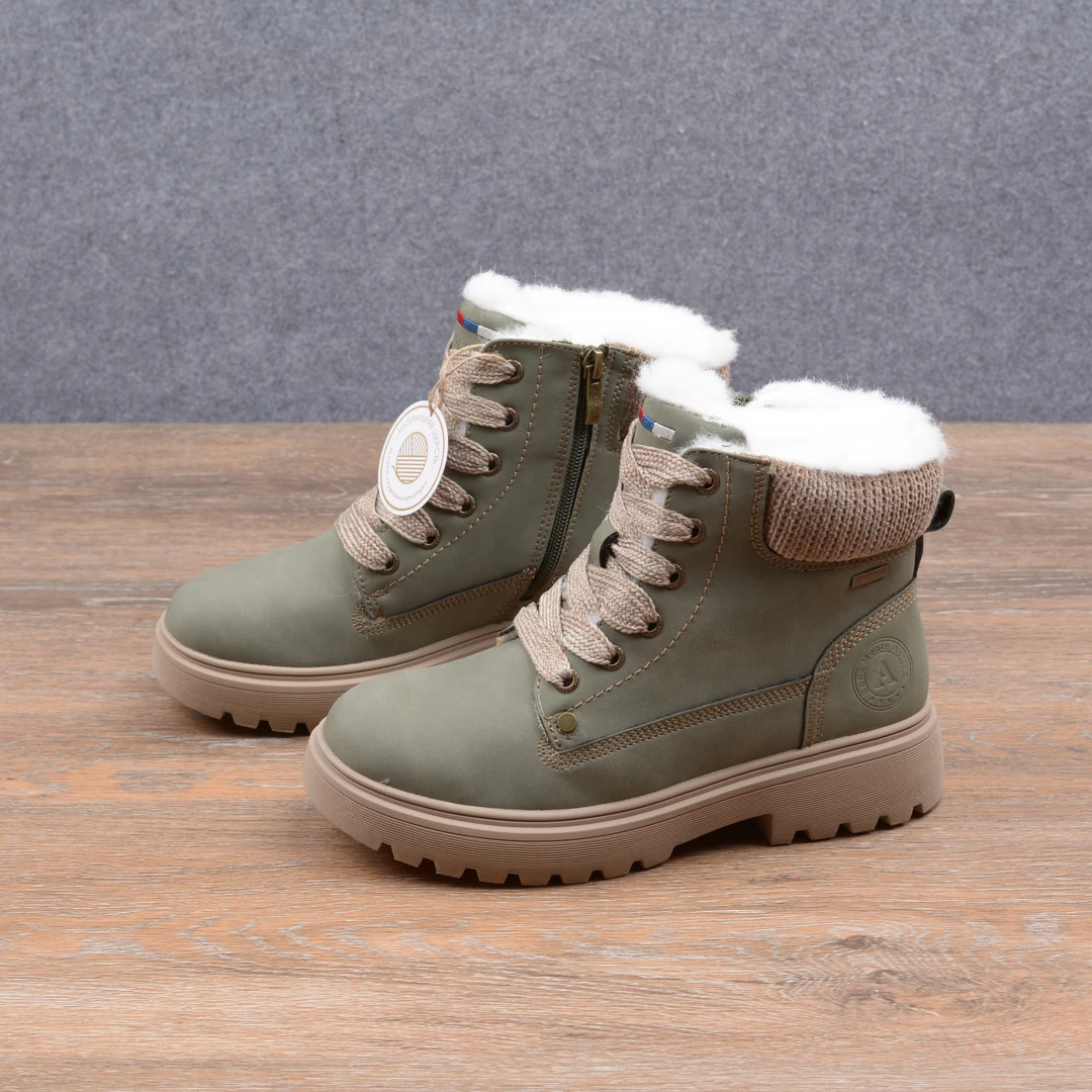 外贸原单冬季厚底马丁靴 羊 毛 保 暖 中帮雪地靴