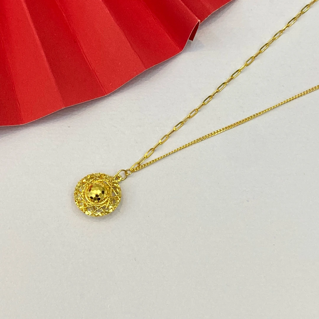 足金999鸽子蛋爆闪光影金大气时尚气质款黄金项链克重计价