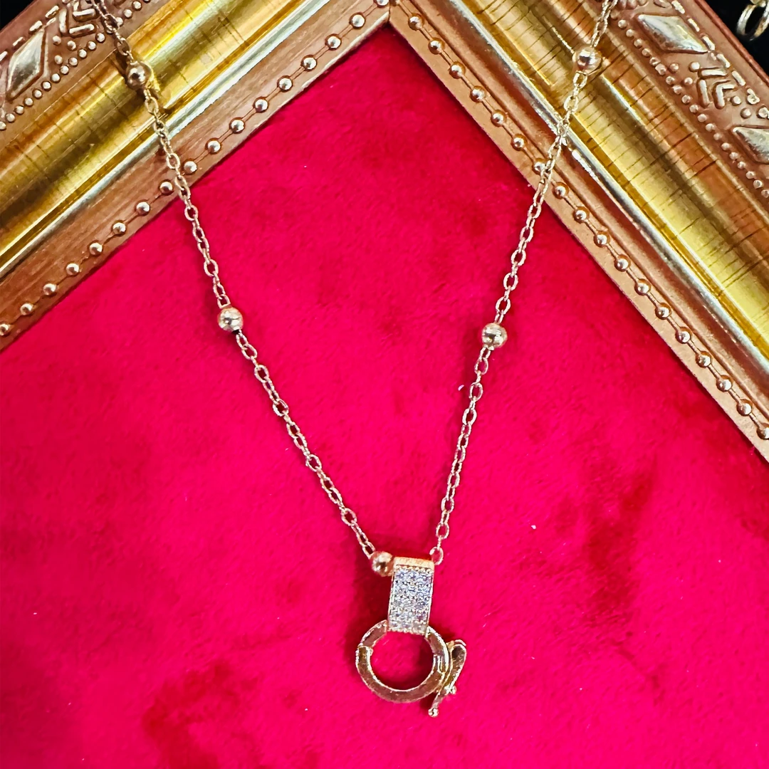 钛钢吊坠 手工艺品 单挂 圆环两色项链（长度62cm）