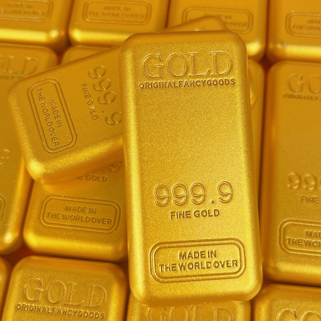 高档精品大号沙金仿真金条金块摆件镇尺家居