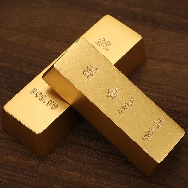 黄铜实心沙金金条元宝摆件礼品办公室客厅聚宝盆摆件金条可以刻字