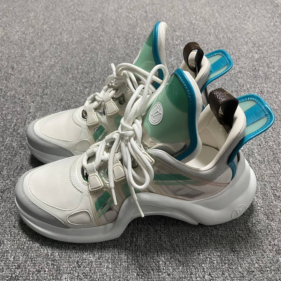 99新/39码/Lv/路易威登/果冻绿拼色拱桥老爹鞋/BF00203