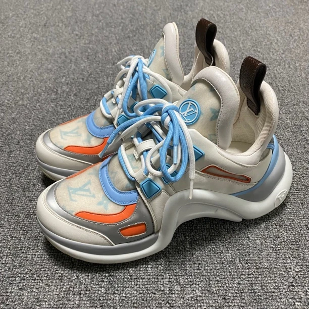 95新/36.5码/LV/路易威登/蓝白橙拼接满印拱桥老爹鞋/BF00064