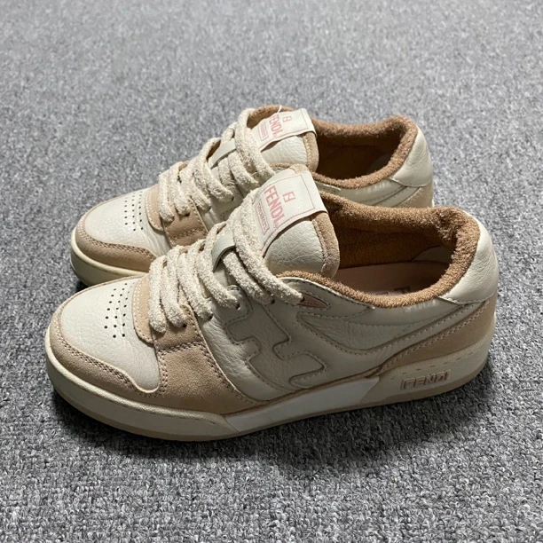 98新/37码/芬迪/Fendi/粉色麂皮拼接match板鞋/BF00401