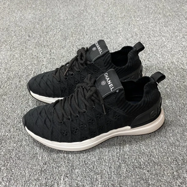 95新 Chanel/香奈儿 98新/36码/黑色针织棉袜子鞋/BF00684