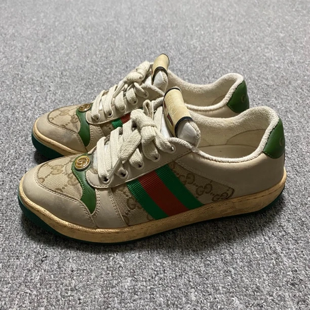 98新/37.5码/古驰/Gucci/绿尾老花小脏鞋/BF00404