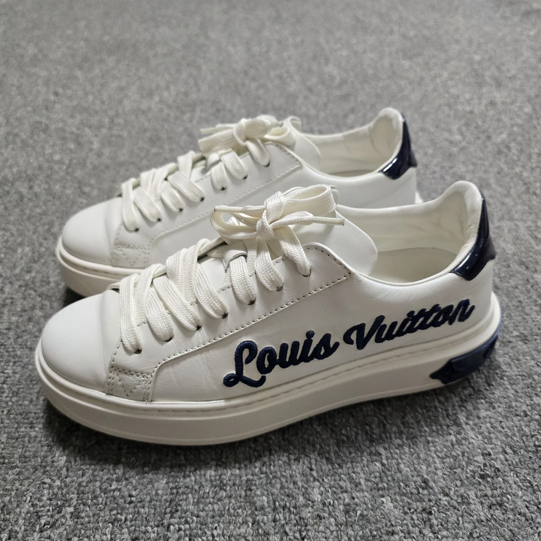 98新/36码/Lv/路易威登/蓝色字母刺绣松糕板鞋/BF00220