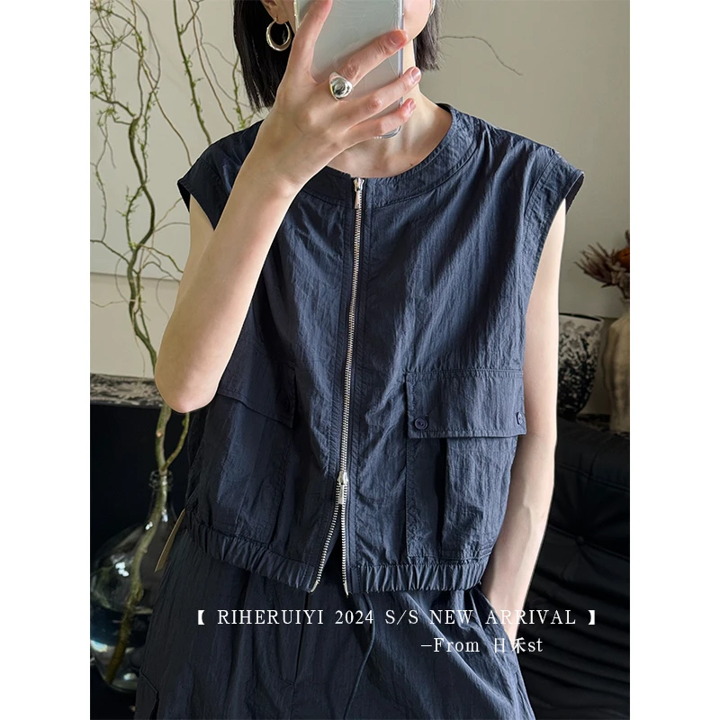 【清】49150  轻户外套装 马甲 微皱美感肌理