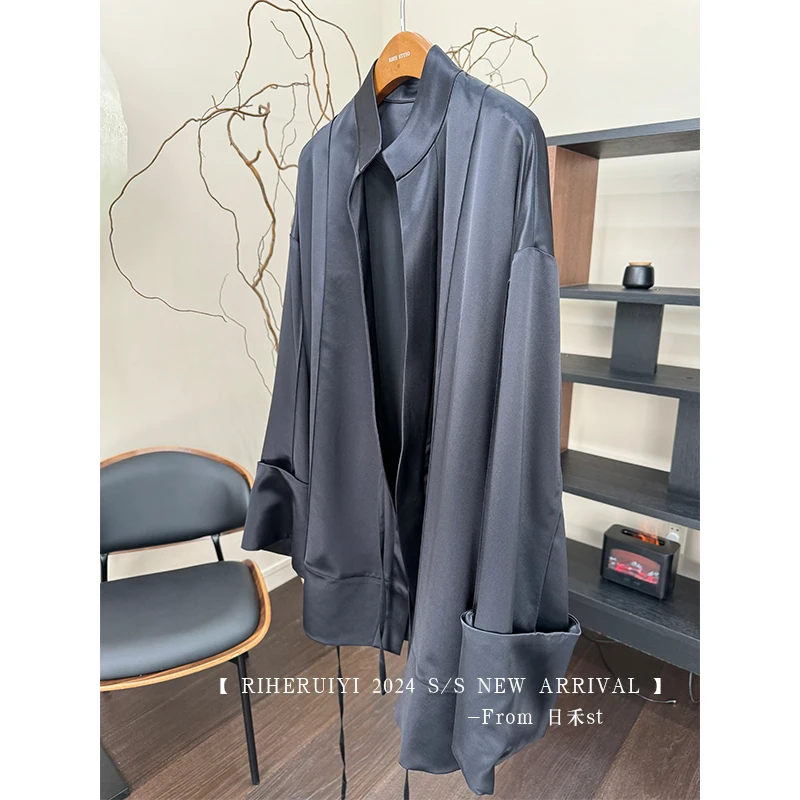 【清】阔版 轻奢质感 新中式国风醋酸西装外套春 01198