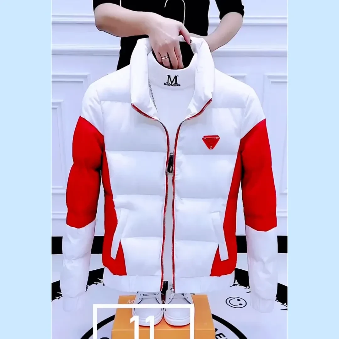 2025时尚高品质帅气韩版修身男士男装冬季新款拼色保暖棉衣冬装男