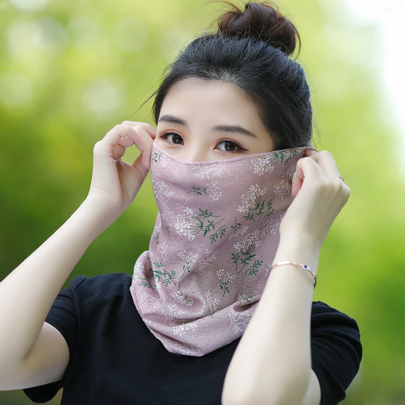 开车神器夏女冰丝挂耳防晒面纱遮脸罩防紫外线面部罩面罩护颈脖子