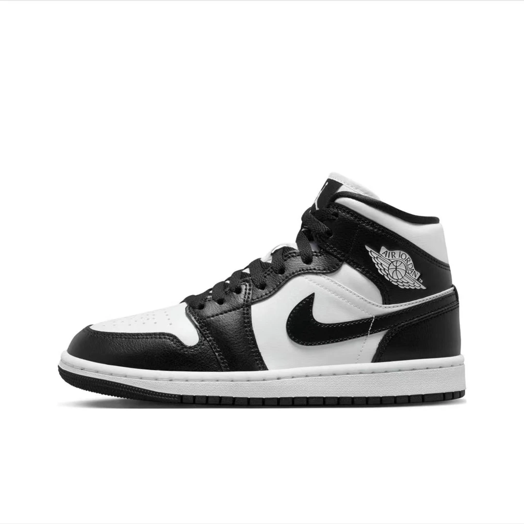 Jordan Air Jordan 1 中帮篮球鞋 男女同款 黑白熊猫 DV0991-101