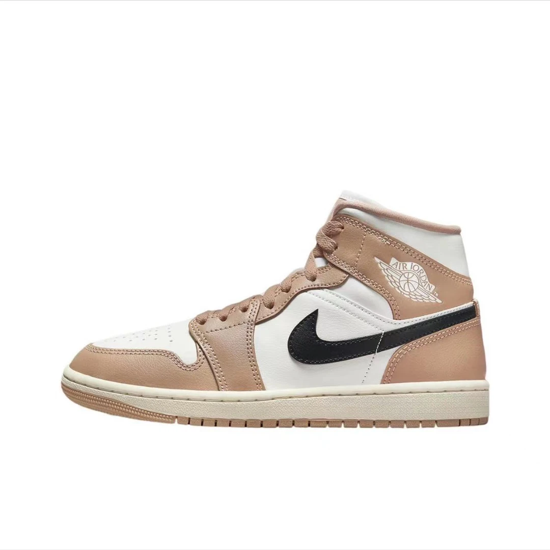 Air Jordan 1 Mid 中帮运动休闲鞋 男女同款 浅棕褐色 BQ6472-103