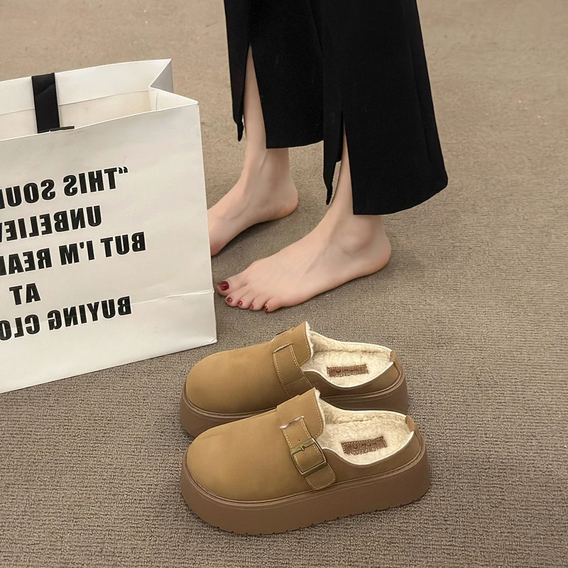 【万象撤柜】勃肯鞋女新款秋冬季爆款一脚蹬加绒博肯懒人鞋厚底半拖