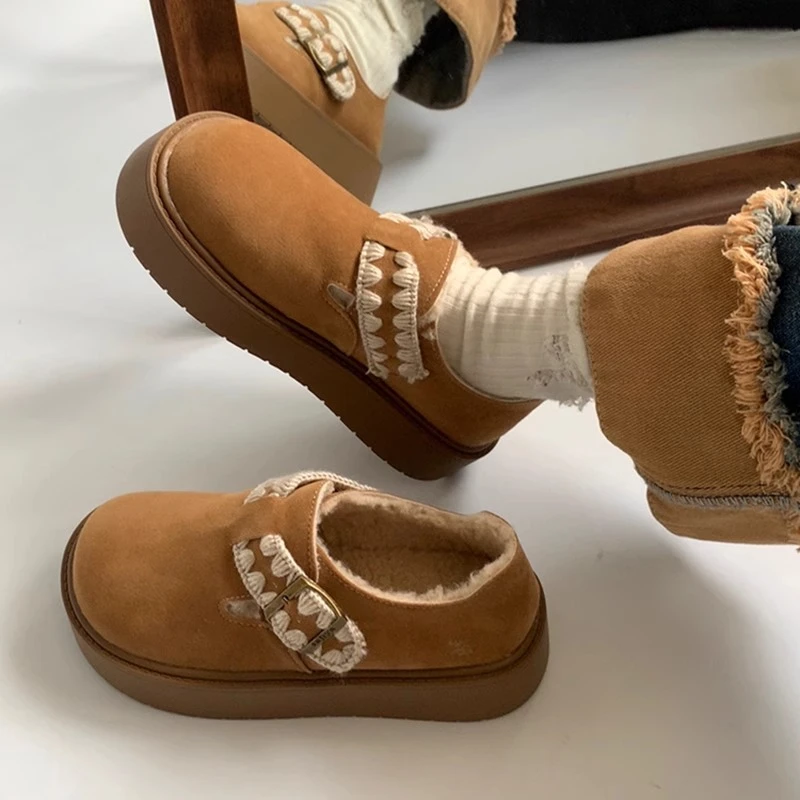 【万象撤柜】厚底增高雪地靴女款2024秋冬新款加绒保暖勃肯面包棉鞋