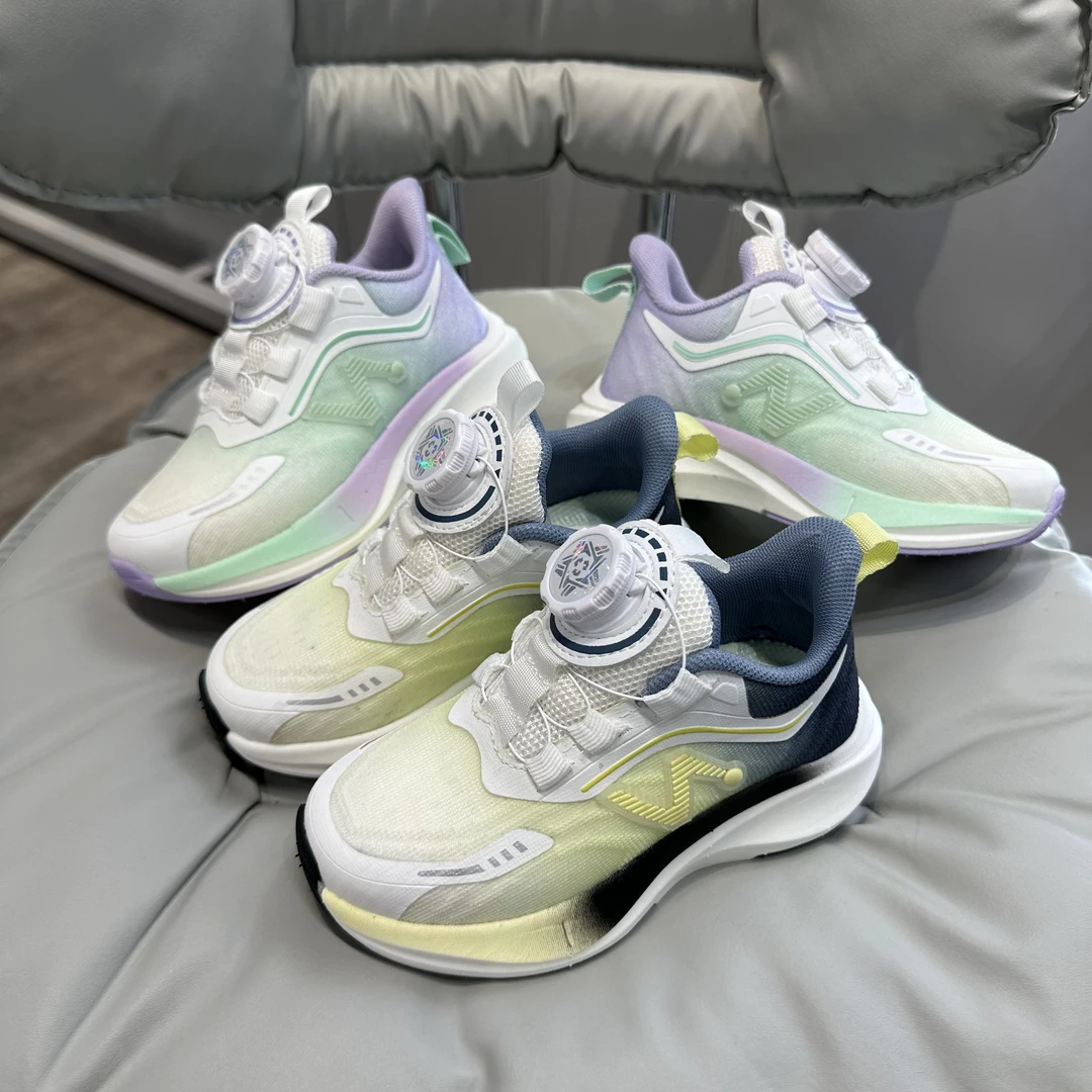 儿童纽扣运动鞋女童跑鞋男童休闲运动鞋2024新款童鞋