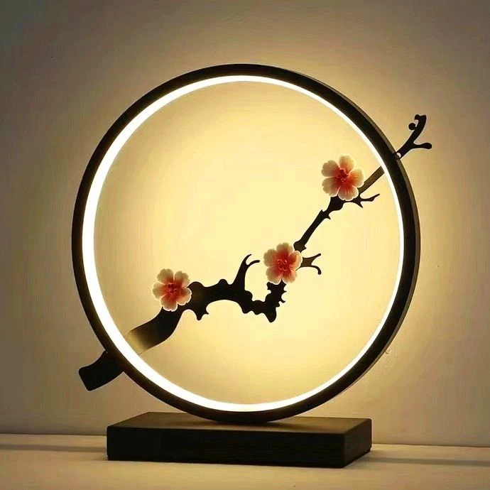 网红棉花沙氛围台灯卧室喂奶LED护眼床头灯装饰圆环简约台灯创意