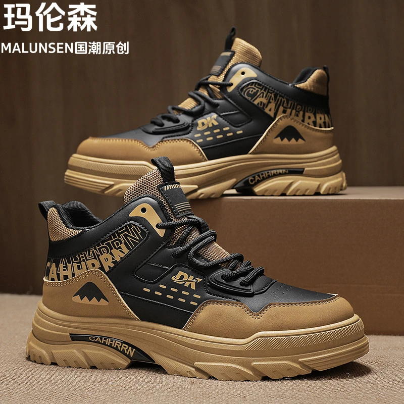 秋季新款百搭高帮英伦风马丁靴户外耐磨工装登山鞋潮靴子