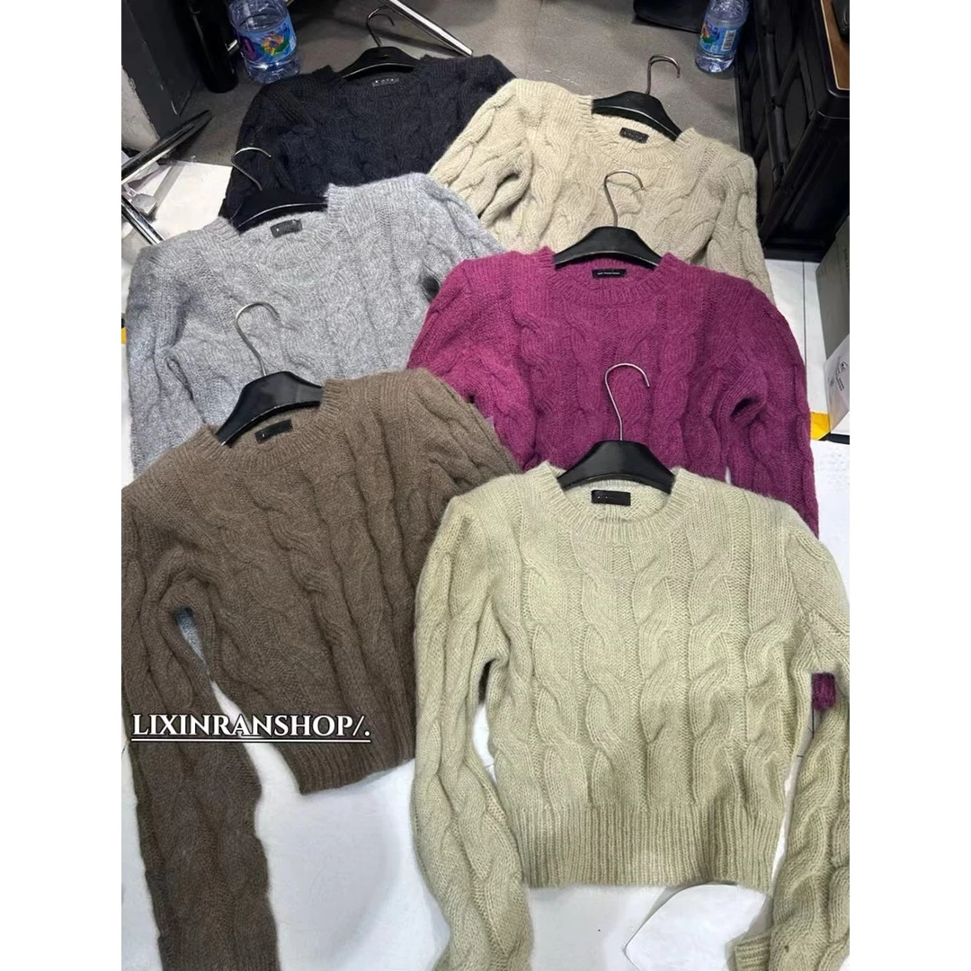 李欣然  【经典碰撞】  韩系ins麻花圆领百搭纯色毛衣#D1100