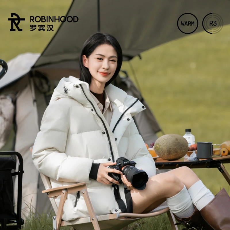 【杨超越同款】罗宾汉皓月短款冬季短款90白鸭绒连帽情侣羽绒服-sm