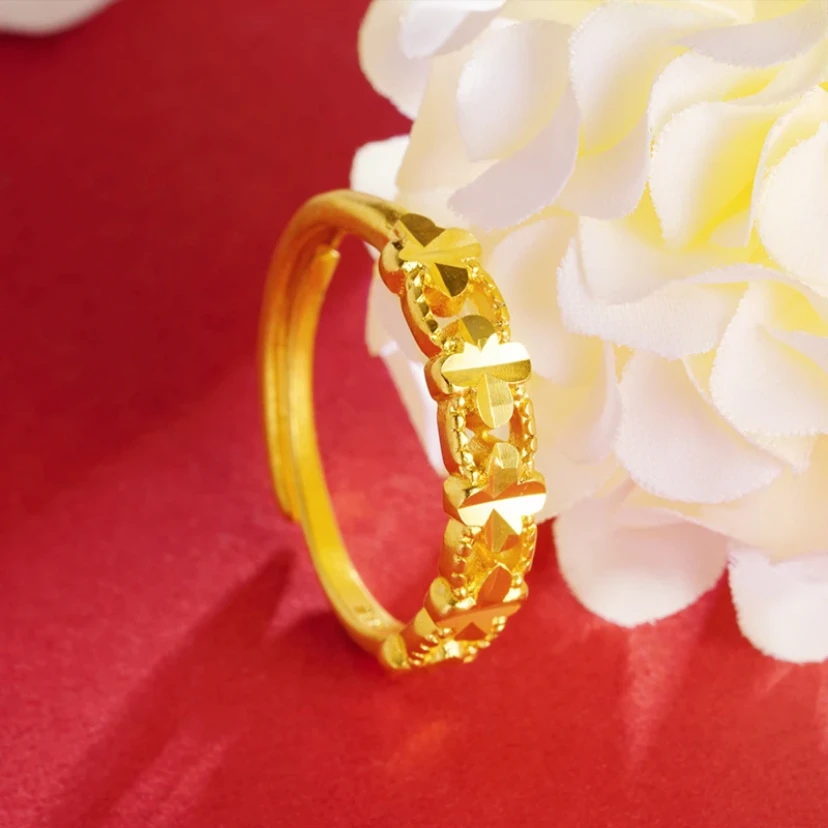 【专柜同款】 幸运四叶草开口戒指女款时尚网红爆款