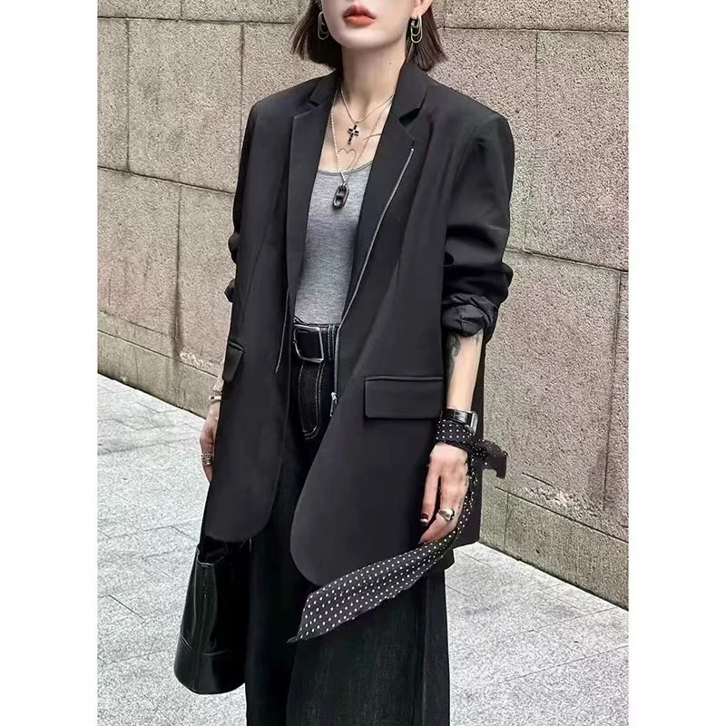3933#2024新款时尚百搭气质拉链设计西装外套