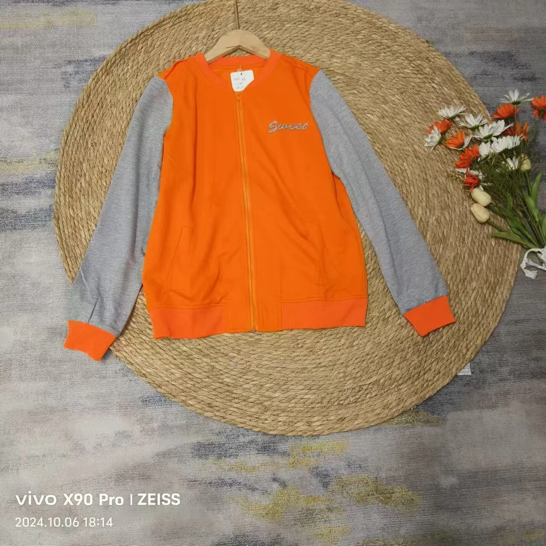 品牌剪标 7仓M2-5-2221款  桔灰拼色圆领套头卫衣