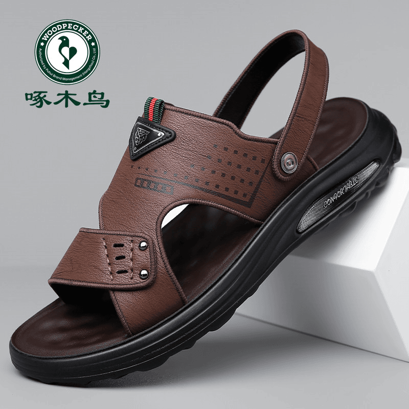 啄木鸟2024夏季新款凉鞋男乳胶软底沙滩鞋外穿休闲防滑两用凉拖鞋