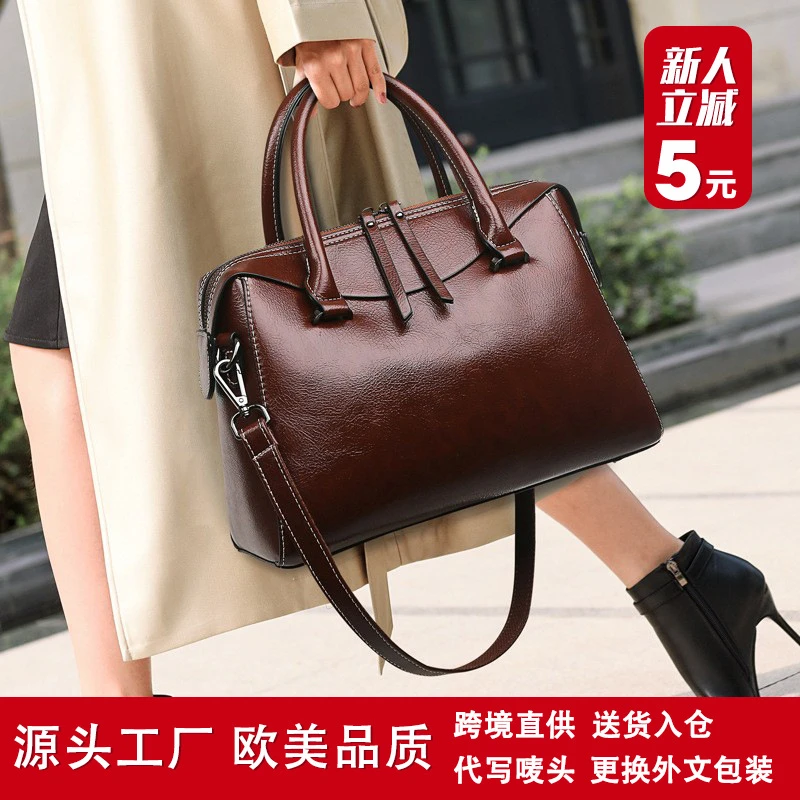 手提包包质感油皮女士2023新款时尚潮流大容量跨境女包单肩斜挎包
