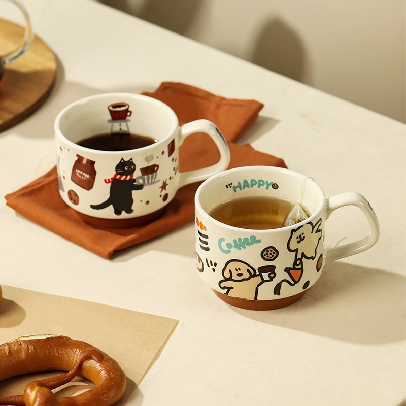 24个咖啡猫陶瓷叠叠杯办公室马克杯咖啡杯高颜值喝水杯子生日礼物