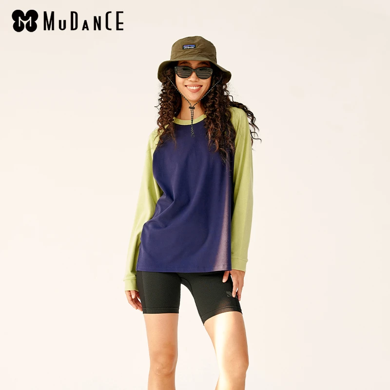 Mudance【主播专属】运动时尚户外插肩长袖舒适亲肤女士圆领T恤069