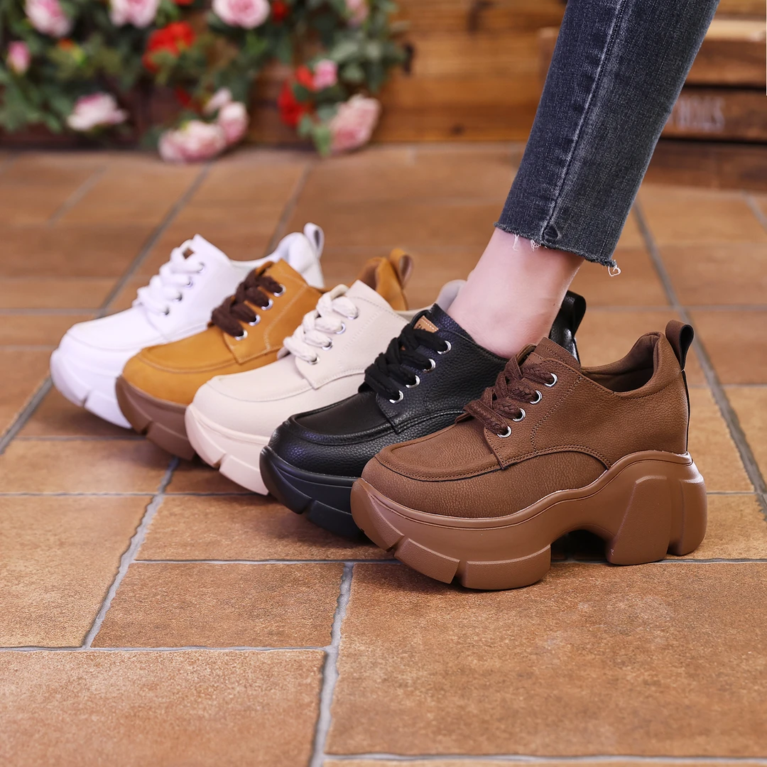 尚卡芙时尚百搭休闲厚底显瘦增高9cm系带百搭低帮女单鞋777-30