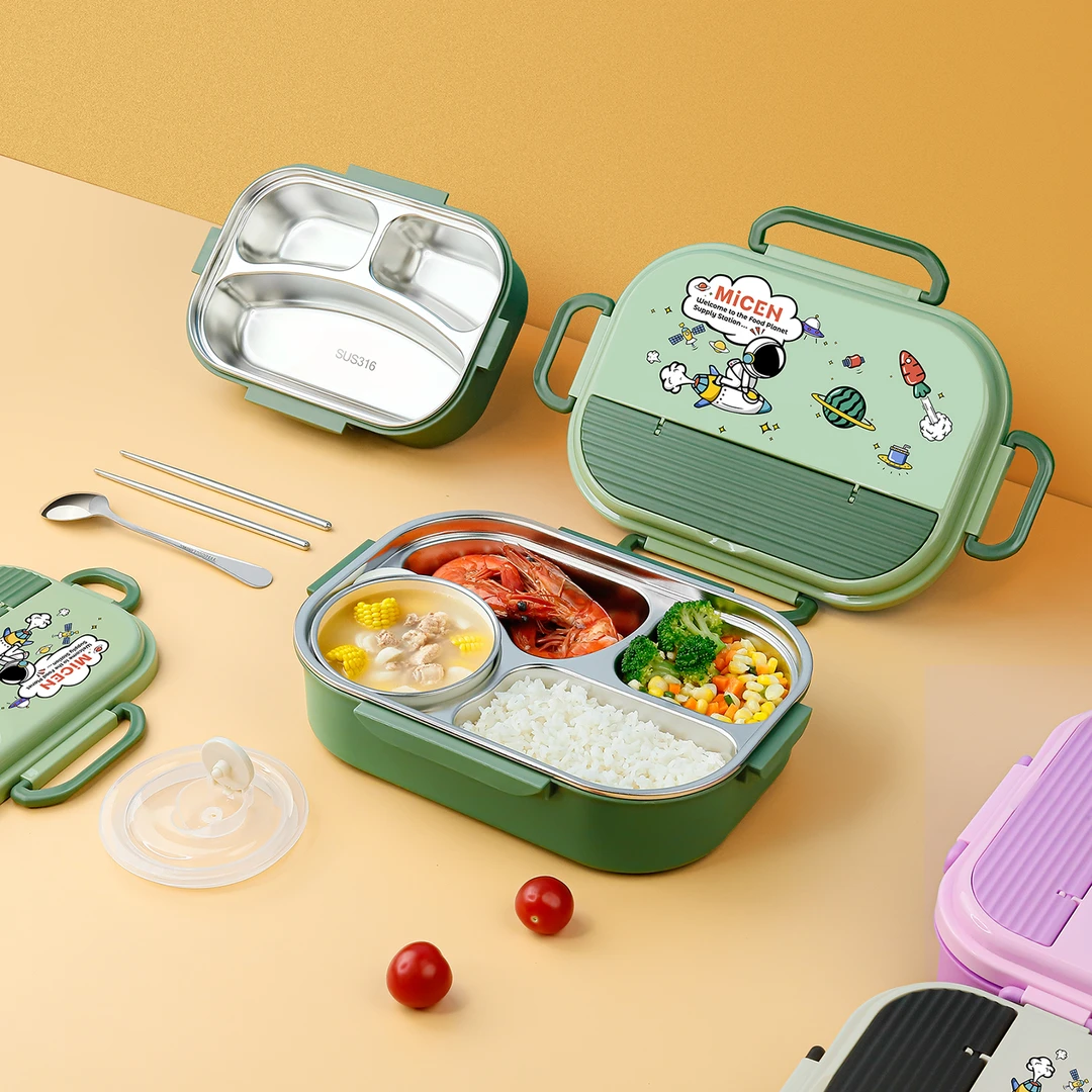 316食物星球学生饭盒上班族食堂打饭密封餐盘便携户外旅行带餐