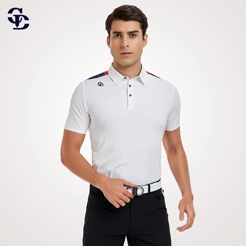 calladike高尔夫撞色男短袖新款透气速干弹力修身T恤衫GOLF球衣服