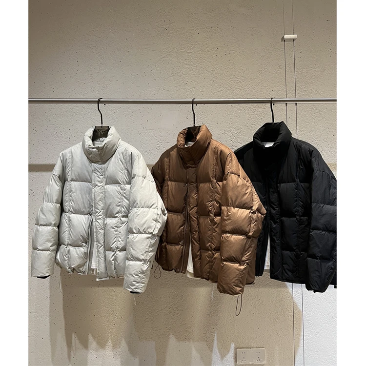 云朵零压情侣款泡芙90白鸭绒羽绒服立领美拉德面包款羽绒服男